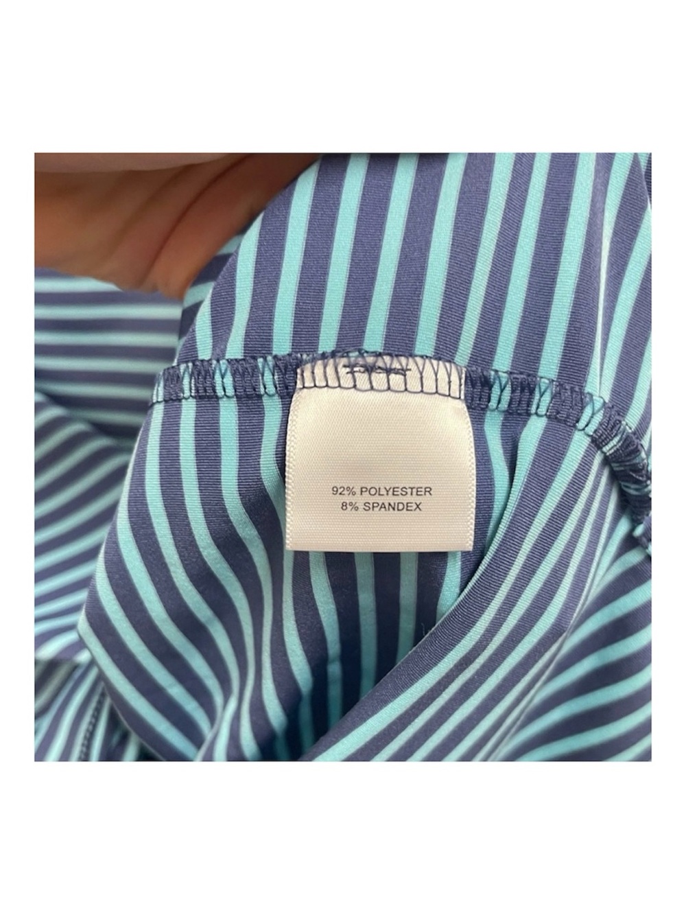 Peter Millar Navy & Green Striped Polo - Picture 5 of 9